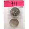 Image 1 : Two 1967 Canadian 80% Silver Dollar Coins