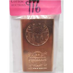 2012 Liberty 1/2 Pound .999 Fine Copper Bar