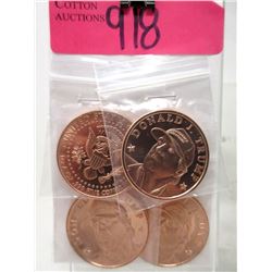 Four 1 Oz. .999 Copper Donald Trump Rounds