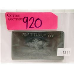 1 Ounce .999 Fine Titanium Buffalo Bar