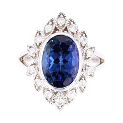 Classic Tanzanite & Diamond 14K Gold Ring