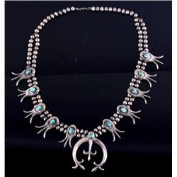 Navajo Morenci Turquoise Squash Sand Cast Necklace
