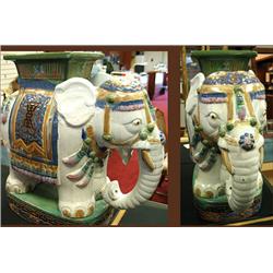 Ceramic elephant garden seat. 22 tall