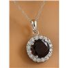 Image 2 : 1.82 CTW Garnet 14K White Gold Diamond Necklace