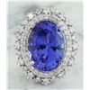 Image 1 : 13.75 CTW Tanzanite 18K White Gold Diamond Ring