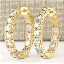 3.25 CTW Natural Diamond Hoop Earrings 18K Solid Yellow Gold