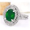 Image 2 : 3.53 CTW Natural Emerald 18K Solid White Gold Diamond Ring