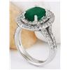 Image 4 : 3.53 CTW Natural Emerald 18K Solid White Gold Diamond Ring