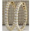 Image 2 : 2.13 CTW Natural Diamond Hoop Earrings 14k Solid Yellow Gold