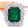 Image 1 : 4.20 CTW Natural Emerald 18K Solid White Gold Diamond Ring