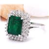 Image 2 : 4.20 CTW Natural Emerald 18K Solid White Gold Diamond Ring