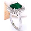 Image 4 : 4.20 CTW Natural Emerald 18K Solid White Gold Diamond Ring