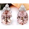 Image 1 : 3.20 CTW Natural Morganite 14K Solid White Gold Diamond Earrings