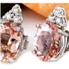 Image 2 : 3.20 CTW Natural Morganite 14K Solid White Gold Diamond Earrings