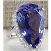 Image 2 : 23.32 CTW Natural Tanzanite Diamond Ring 14K Solid White Gold