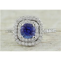 1.30 CTW Tanzanite 18K White Gold Diamond Ring