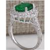 Image 3 : 3.08 CTW Natural Emerald And Diamond Ring 18K Solid White Gold