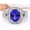 Image 1 : 3.58 CTW Natural Tanzanite 18K Solid White Gold Diamond Ring