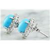 Image 3 : 4.67 CTW Turquoise 18K White Gold Diamond Errings