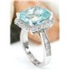 Image 3 : 9.80 CTW Natural Aquamarine 18K Solid White Gold Diamond Ring