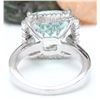 Image 4 : 9.80 CTW Natural Aquamarine 18K Solid White Gold Diamond Ring
