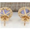 Image 2 : 2.90CTW Natural Tanzanite And Diamond Earrings 14K Solid Yellow Gold
