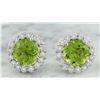 Image 1 : 3.65 CTW Peridot 18K White Gold Diamond Earrings