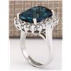 Image 3 : 15.04 CTW Natural London Blue Topaz And Diamond Ring In18K Solid White Gold