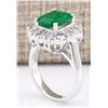 Image 3 : 3.20 CTW Natural Emerald And Diamond Ring In 18K White Gold