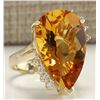 Image 2 : 13.75 CTW Natural Citrine And Diamond Ring 14K Solid Yellow Gold