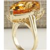 Image 3 : 13.75 CTW Natural Citrine And Diamond Ring 14K Solid Yellow Gold