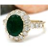 Image 2 : 2.86 CTW Natural Emerald 14K Solid Yellow Gold Diamond Ring