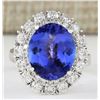 Image 1 : 7.38 CTW Natural Blue Tanzanite And Diamond Ring 18K Solid White Gold