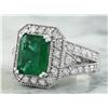 Image 2 : 3.92 CTW Emerald 18K White Gold Diamond Ring