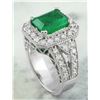 Image 4 : 3.92 CTW Emerald 18K White Gold Diamond Ring
