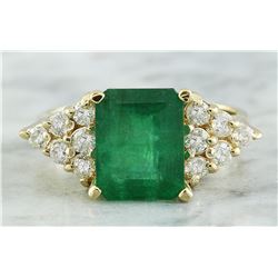 3.32 CTW Emerald 18K Yellow Gold Diamond Ring