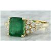 Image 2 : 3.32 CTW Emerald 18K Yellow Gold Diamond Ring