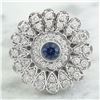 Image 1 : 1.70 CTW Sapphire 18K White Gold Diamond Ring