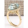 Image 3 : 7.74 CTW Natural Blue Aquamarine And Diamond Ring In 14k Yellow Gold