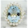 Image 1 : 7.16 CTW Aquamarine 18K Yellow Gold Diamond Ring