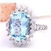 Image 2 : 6.10 CTW Natural Aquamarine 18K Solid White Gold Diamond Ring