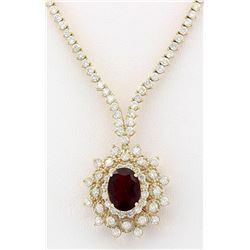 12.97 CTW Natural Tourmaline And Diamond Necklace In 14k Yellow Gold