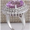 Image 3 : 20.08 CTW Natural Kunzite And Diamond Ring 18K Solid White Gold