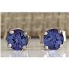 Image 1 : 1.00 CTW Natural Tanzanite Earrings In 18K Solid White Gold