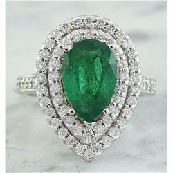 3.50 CTW Emerald 14K White Gold Diamond Ring