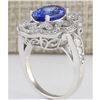 Image 3 : 3.82 CTW Natural Blue Tanzanite And Diamond Ring In 18K White Gold