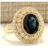 Image 2 : 4.03 CTW Natural Sapphire And Diamond Ring In 18K Yellow Gold