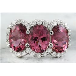 7.02 CTW Tourmaline 14K White Gold Diamond Ring