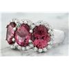 Image 2 : 7.02 CTW Tourmaline 14K White Gold Diamond Ring