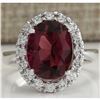 Image 1 : 4.29 CTW Natural Pink Tourmaline And Diamond Ring 18K Solid White Gold